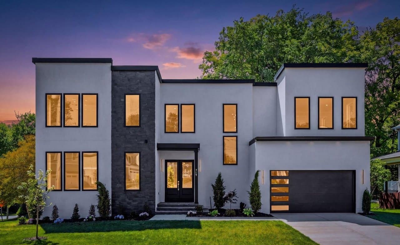 Twilight photography of a modern luxury estate